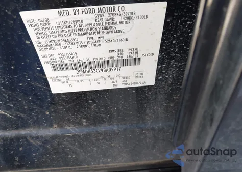 2009 Ford Flex Limited from USA, damaged, VIN 2FMDK53C29BA05917